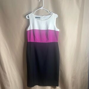 Black Label Elegant Color block Dress - Black, Purple, White. Sz 10